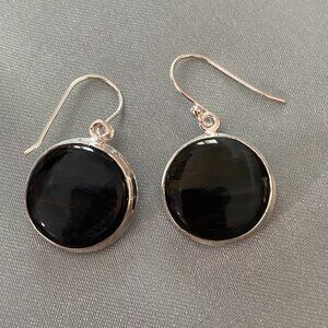 Earrings!  Beautiful Black Onyx discs set in Sterling Silver!